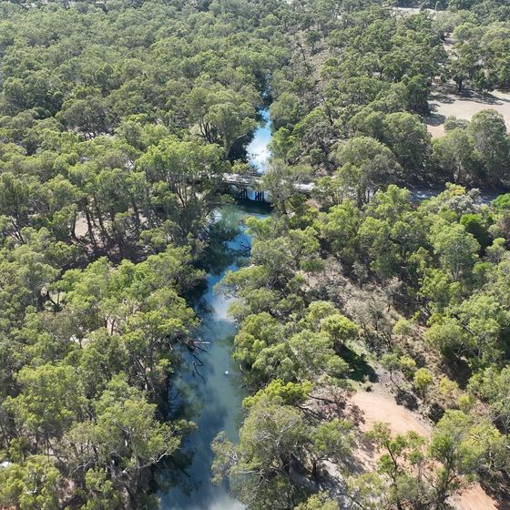 Aerial of a restored waterway